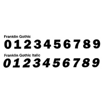 Race Numbers - Aust. G.C.R. Comp - Franklin Gothic
