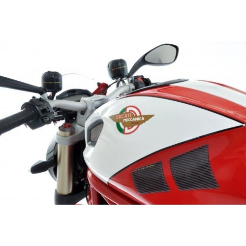 Cream Carbon Carbon - Motorcycle Tank Protector Pads - Side