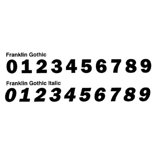 Race Numbers - Aust. G.C.R. Comp - Franklin Gothic